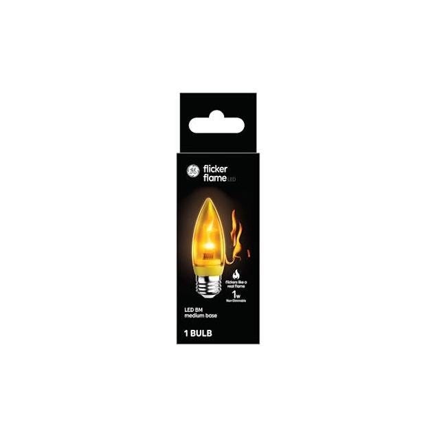 GE 1W Clear Flicker Flame Deco Bulb
