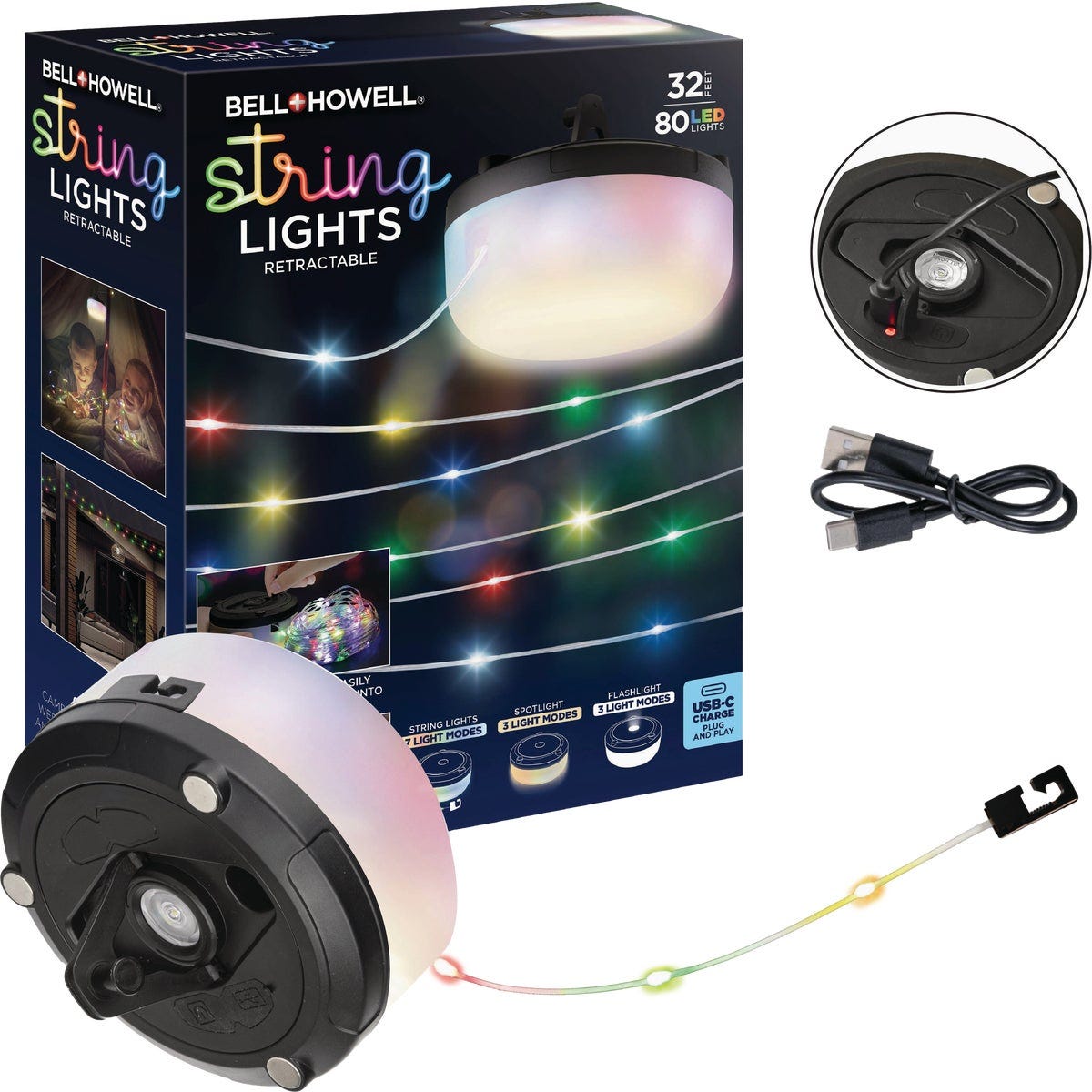 Bell+Howell Retractable RGB LED String Light Set Bell+Howell Retractable RGB LED String Light Set