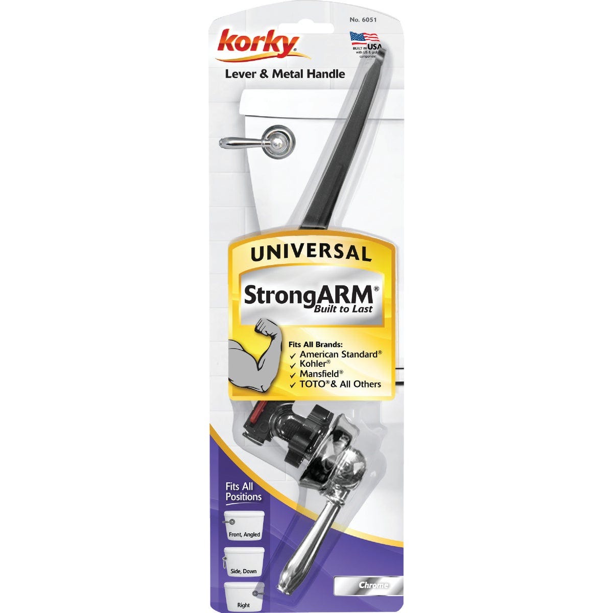 Korky StrongARM Universal Chrome Tank Lever with Faucet Style Handle Korky StrongARM Universal Chrome Tank Lever with Faucet Style Handle