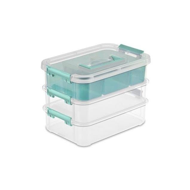 Sterilite Stack & Carry 3-Layer Handle Box With Tray