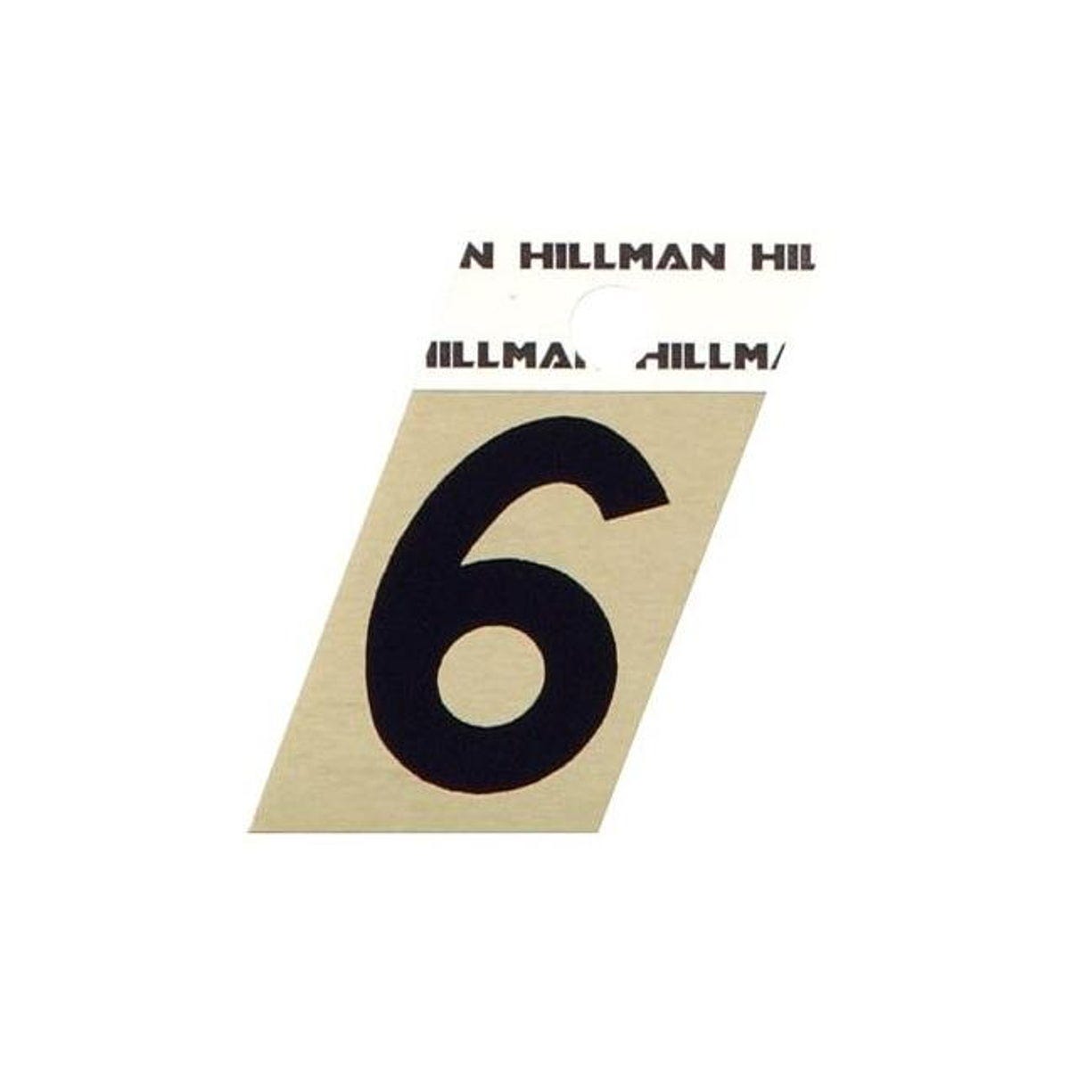 Hillman 1-1/2 In. Aluminum Black & Gold Adhesive Angle-Cut Number, 6 Hillman 1-1/2 In. Aluminum Black & Gold Adhesive Angle-Cut Number, 6