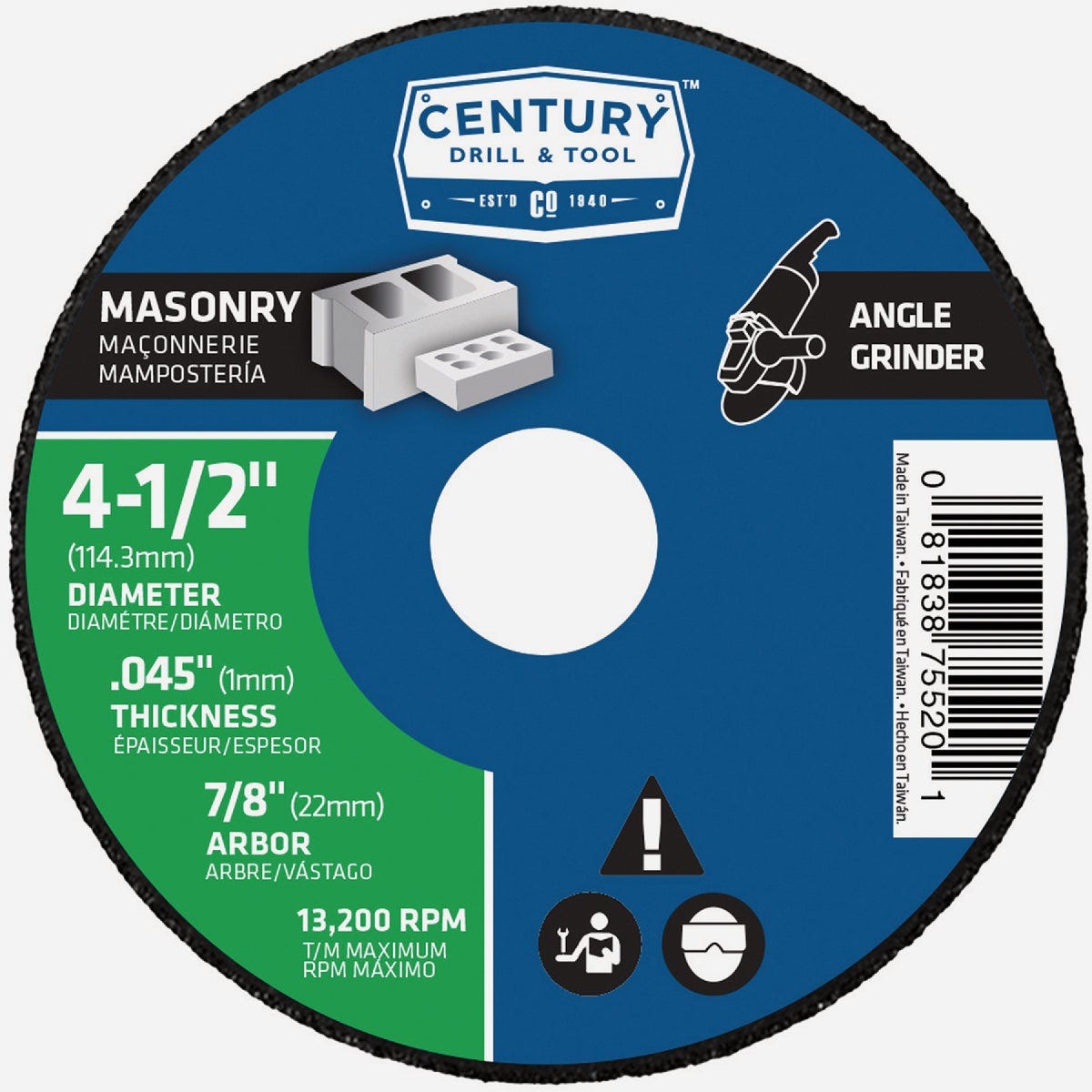 Century Drill & Tool 4-1/2 In. x 0.045 In. Thin Masonry Cut-Off Wheel