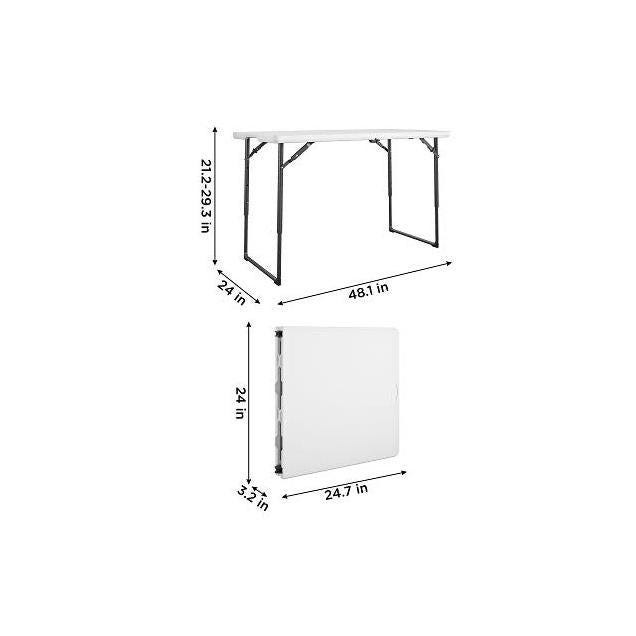 COSCO 4 Ft. White Resin Top Adjustable Height Fold-in-Half Table - photo 2