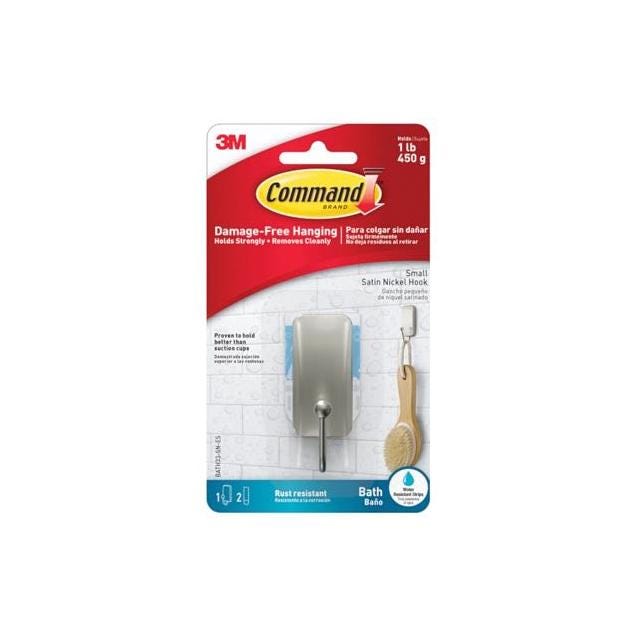 3M Command Small Satin Nickel Bath Hook