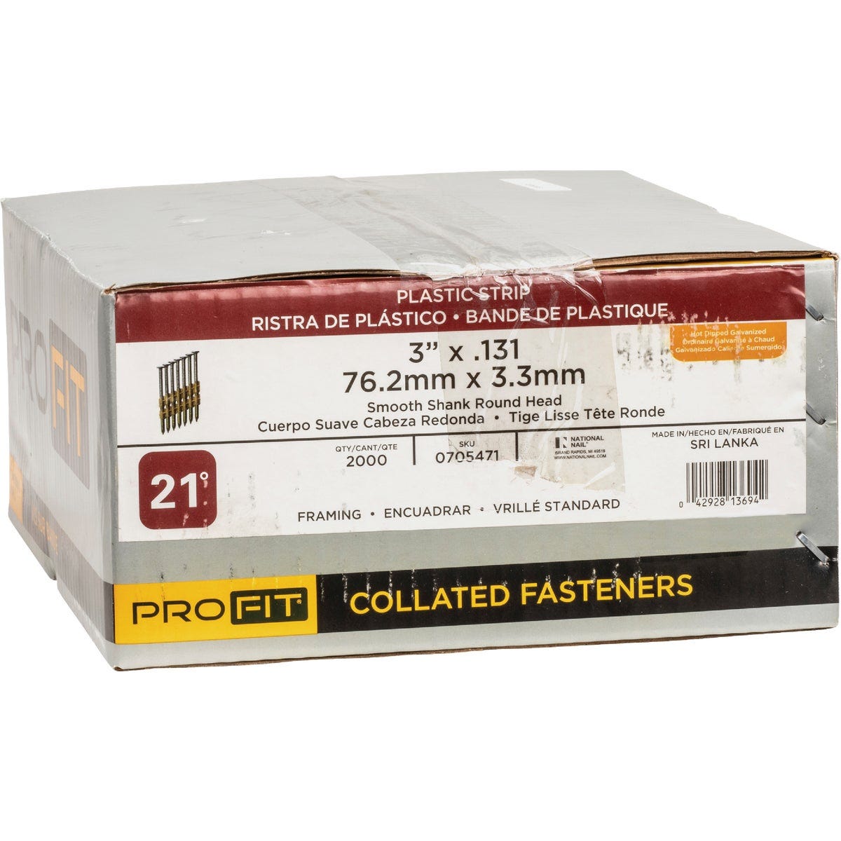 Pro-Fit 3 In. x 0.131 In. 21 Degree Plastic Strip Smooth Shank Round Head Hot Dipped Galvanized Framing Stick Nails (2000 Ct.) - photo 2