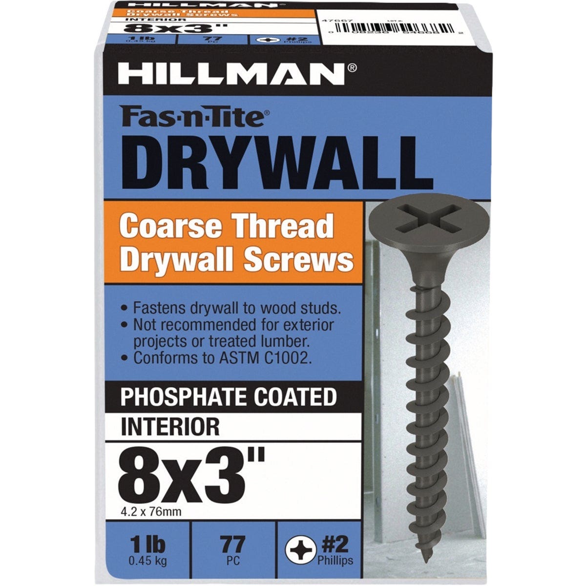 Hillman Fas-N-Tite #8 x 3 In. Coarse Thread Black Phosphate Drywall Screw (77-Count) - photo 2