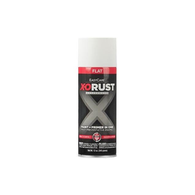 EasyCare X-O Rust 12 oz. Anti-Rust Enamel Spray Paint & Primer, White Flat