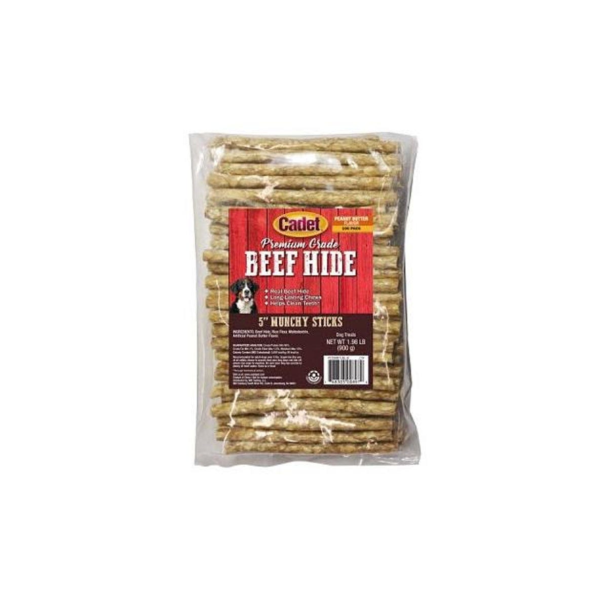 Cadet Premium Grade Peanut Butter Flavor 5 In. Munchy Beef Hide Sticks (100-Pack)