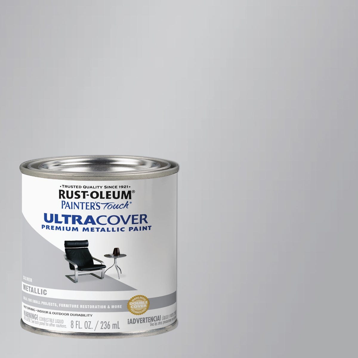Rust-Oleum Painter's Touch Ultra Cover Premium Metallic Paint, Metallic Silver, 1/2 Pt.