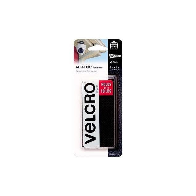 VELCRO Brand 3 In. x 1 In. 4-Ct. Black Alfa-Lok Fasteners