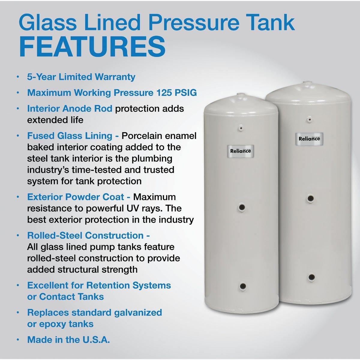 Reliance 82 Gal. Glass Lined Pump Tank - photo 3