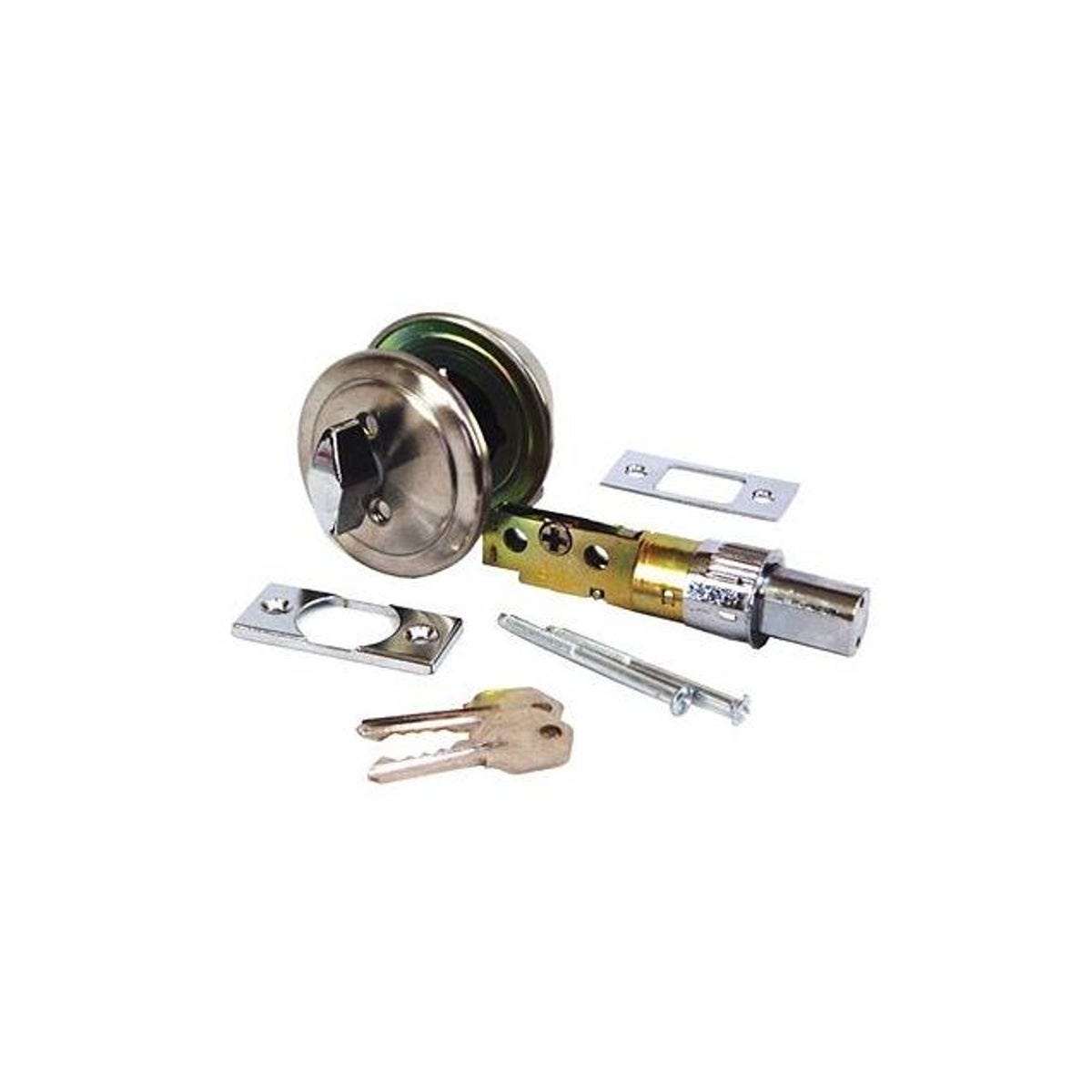 US Hardware 2-3/8 In. Brushed Stainless Steel RV Entrance Deadbolt