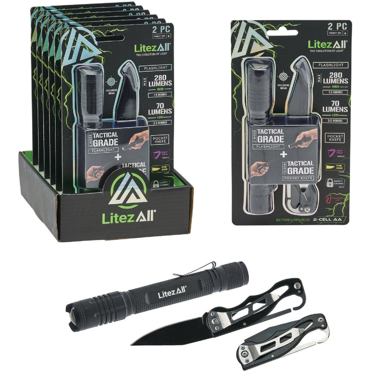 LitezAll Tactical Flashlight & Pocket Knife Combo LitezAll Tactical Flashlight & Pocket Knife Combo