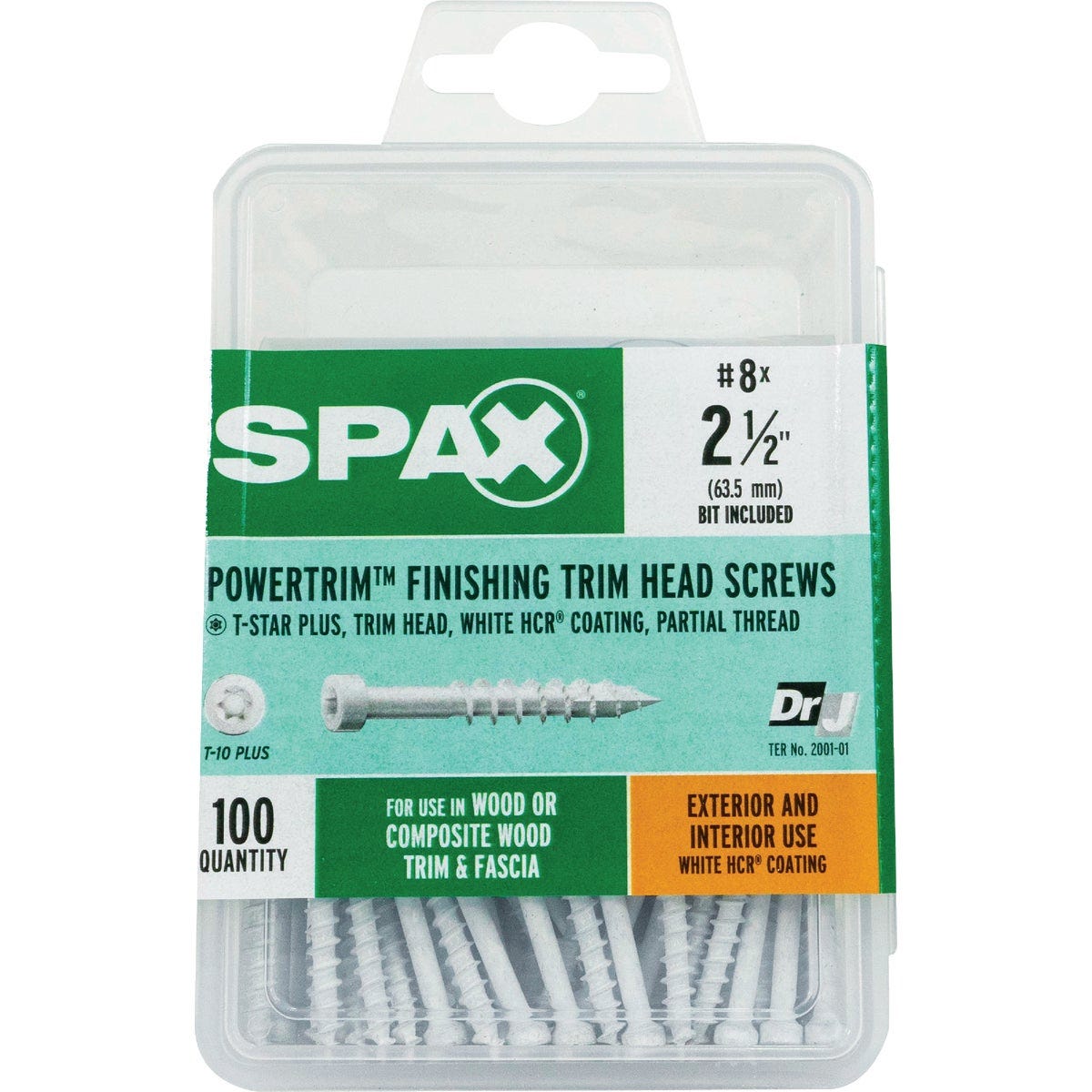 SPAX PowerTrim #8 x 2-1/2 In. T10 Plus Cylindric Head HCR (Exterior Rated) White Trim Screw (100-Ct.) - photo 2