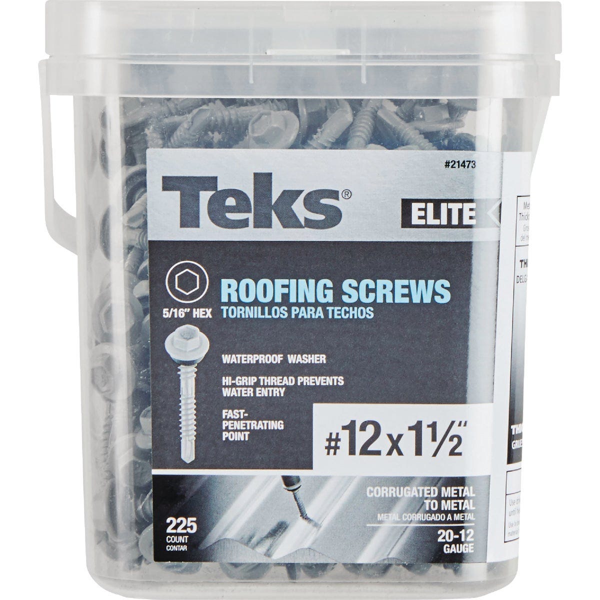 Teks Elite #12 x 1-1/2 In. Hex Washer Head Drill Point Metal to Wood Roofing Screw (225-Count) - photo 2 Teks Elite #12 x 1-1/2 In. Hex Washer Head Drill Point Metal to Wood Roofing Screw (225-Count) - photo 2