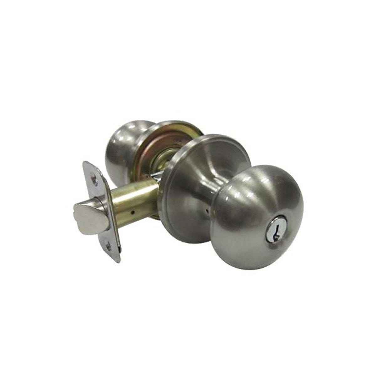 TruGuard Satin Nickel Mushroom Entry Door Knob Lockset