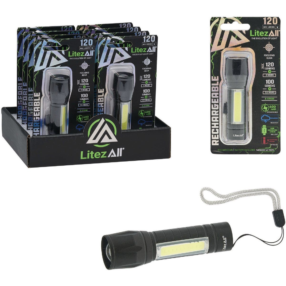 LitezAll 120 Lm. Mini Rechargeable Task Light Flashlight-