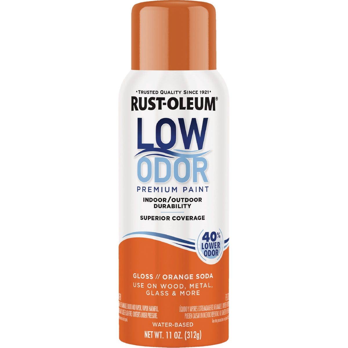 Rust-Oleum Low Odor Water-Based 11 Oz. Gloss Spray Paint, Orange Soda - photo 2