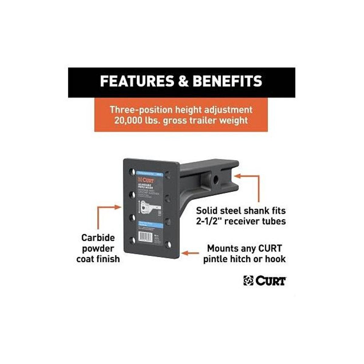 CURT Adjustable Pintle Mount, 20,000 Lb. Load - photo 2