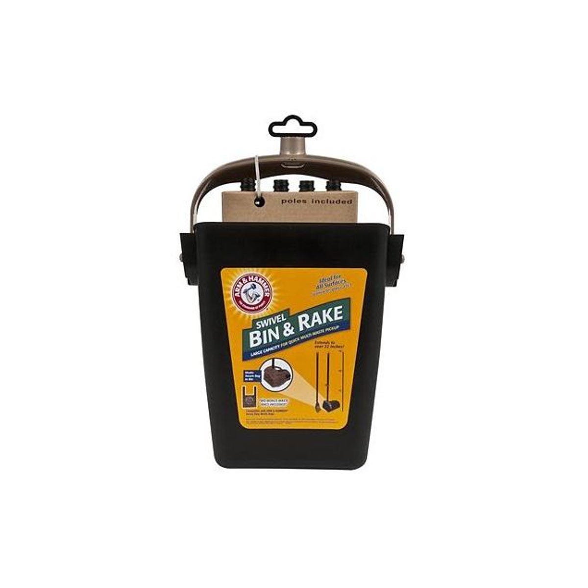 Petmate Arm & Hammer Pet Cleanup Bin & Rake, Extends 32 In.