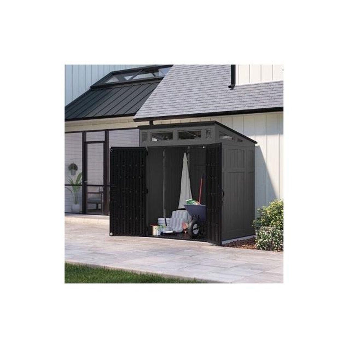 Suncast 6 Ft. x 5 Ft. Modernist Resin Storage Shed, Peppercorn & Black - photo 2 Suncast 6 Ft. x 5 Ft. Modernist Resin Storage Shed, Peppercorn & Black - photo 2