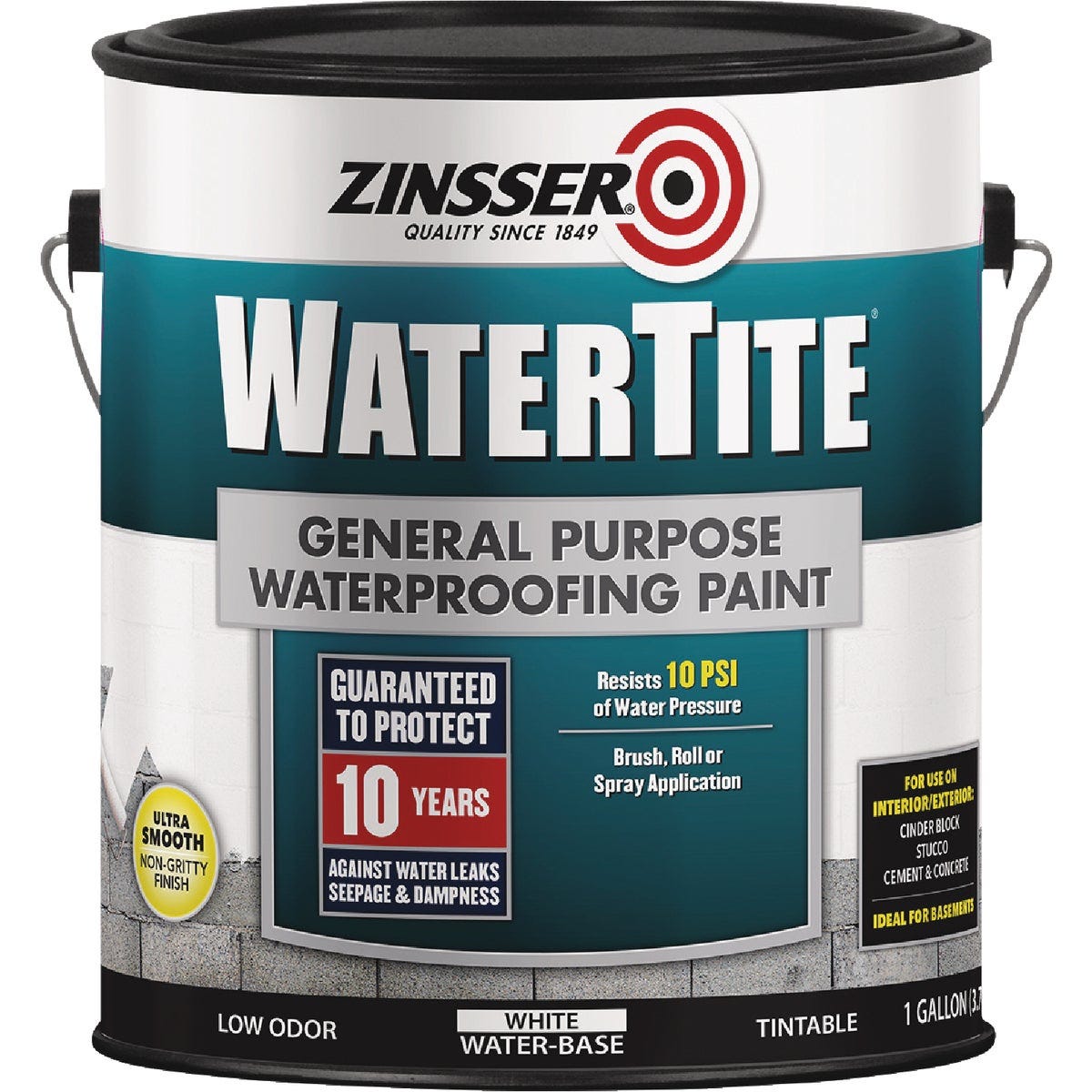 Zinsser WaterTite White General Purpose Waterproofing Paint, 1 Gal. - photo 2