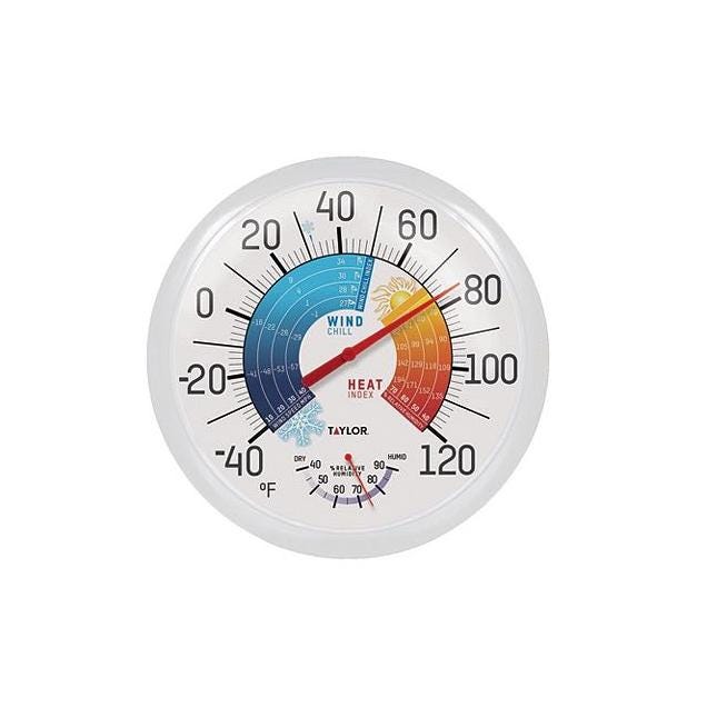 Taylor 13.25 In. Outdoor Thermometer & Hygrometer + Wind Chill/Heat Index Taylor 13.25 In. Outdoor Thermometer & Hygrometer + Wind Chill/Heat Index