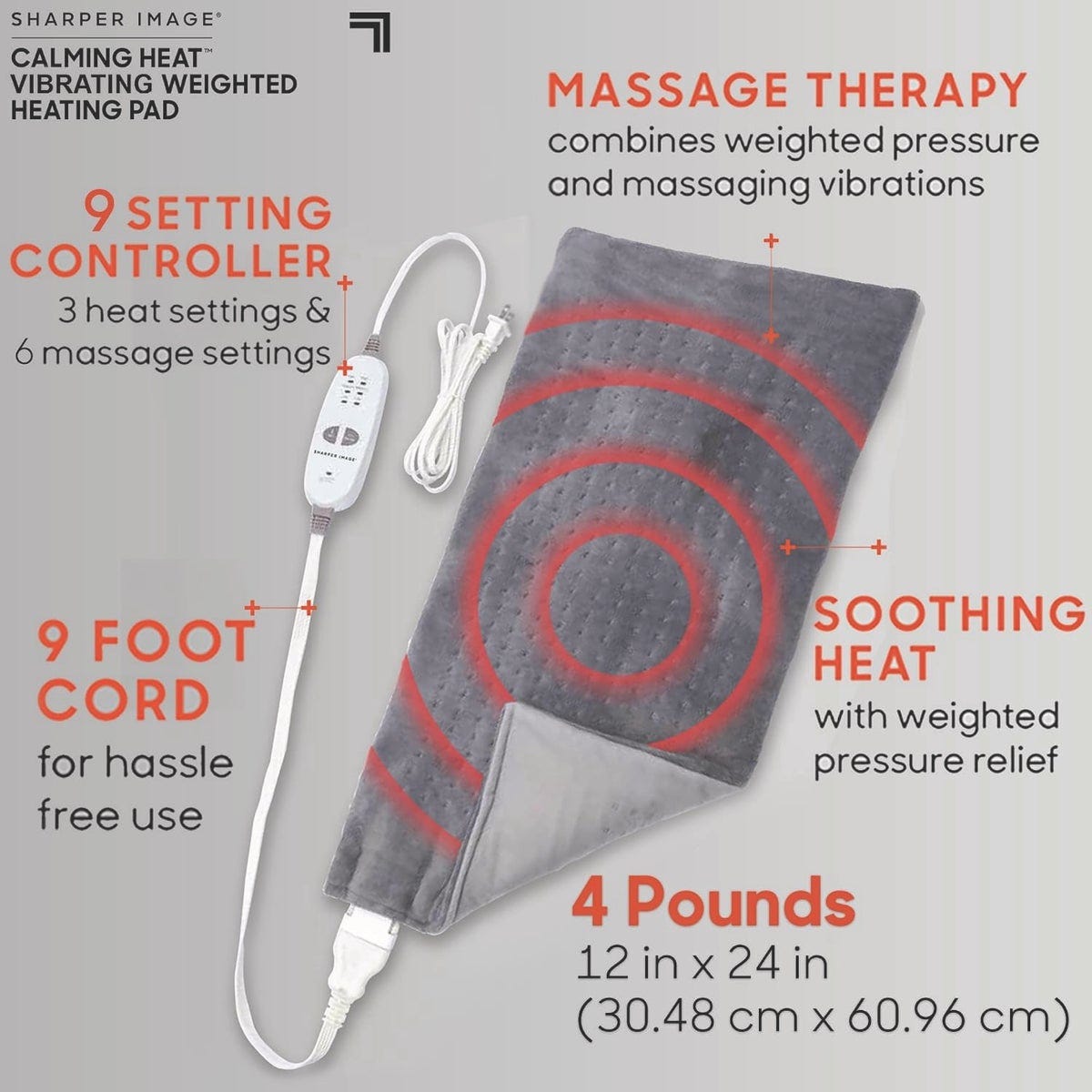 Sharper Image 4 Lb. Calming Heat Massaging Weighted Heating Pad - photo 2 Sharper Image 4 Lb. Calming Heat Massaging Weighted Heating Pad - photo 2