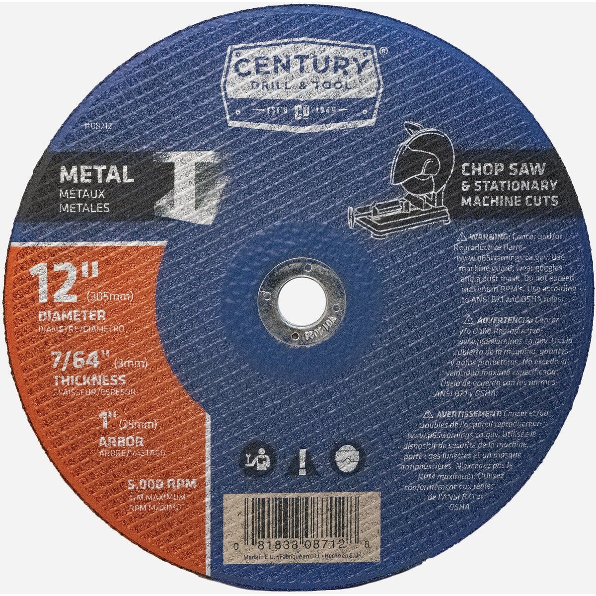Century Drill & Tool 12 In. x 7/64 In. Abrasive Metal Cut-Off Wheel