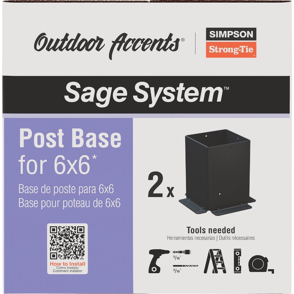 Simpson Strong-Tie Outdoor Accents Sage System Black Powder-Coated Post Base for 6x6 with Screws (2-Pack) - photo 2 Simpson Strong-Tie Outdoor Accents Sage System Black Powder-Coated Post Base for 6x6 with Screws (2-Pack) - photo 2