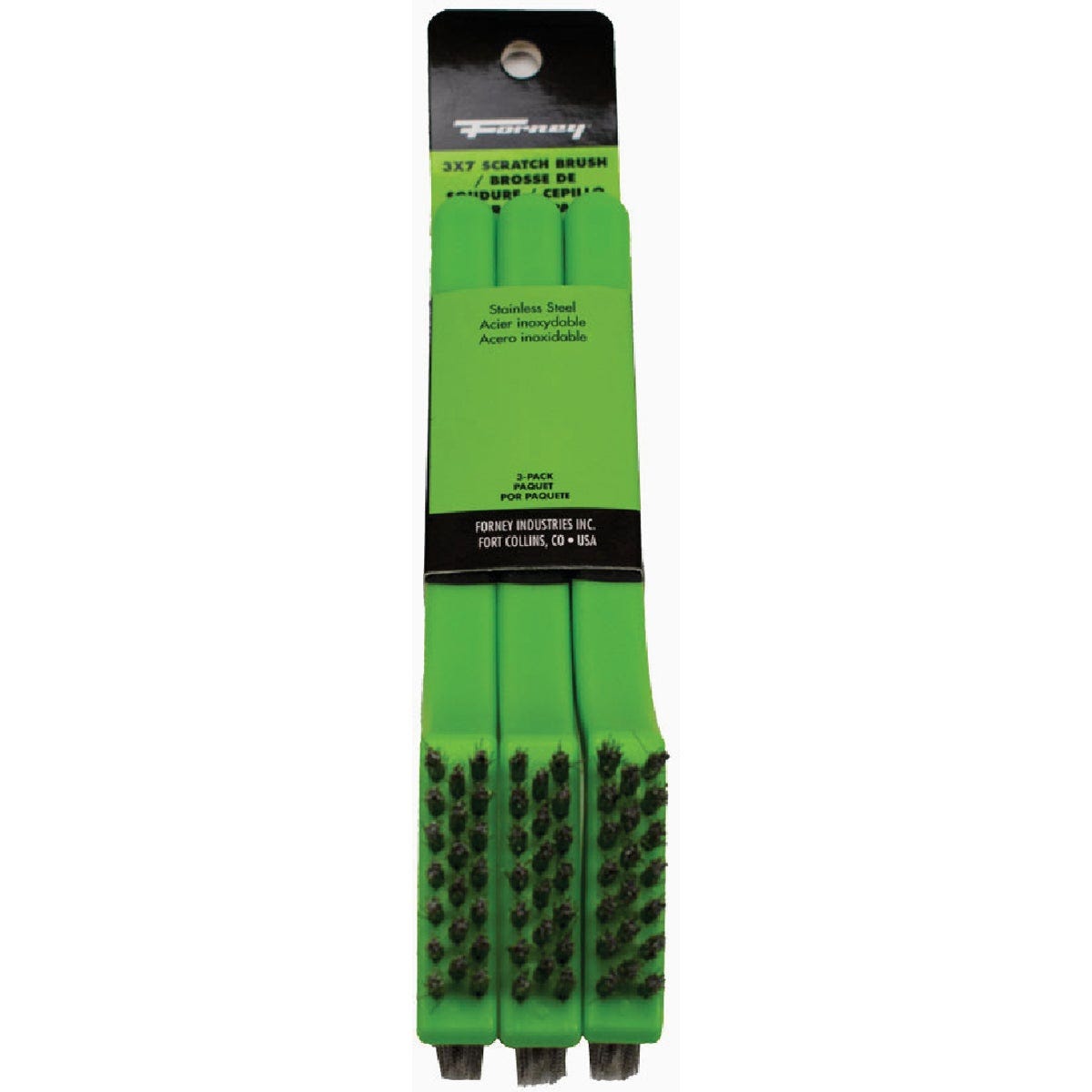 Forney 3 x 7 Row Nylon Scratch Brush with Plastic Handle (3-Pack)