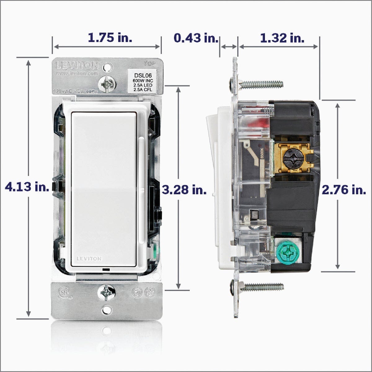 Leviton Decora Incandescent/LED/CFL White/Light Almond Color Change Kit Slide Dimmer Switch - photo 7