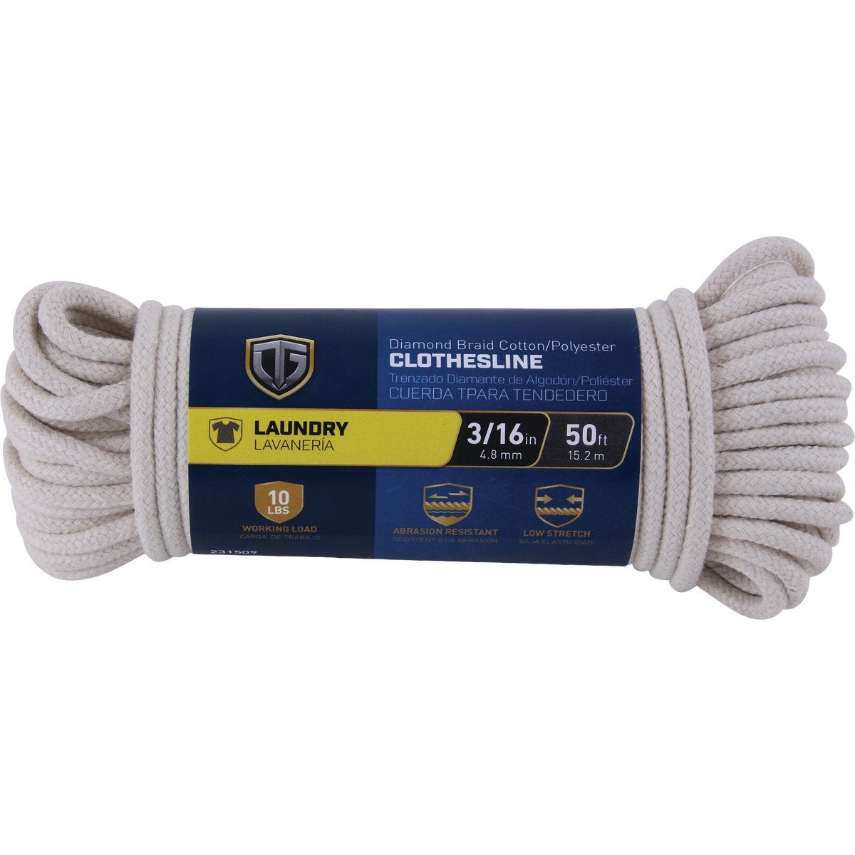 TruGuard 3/16 In. x 50 Ft. Diamond Braid Cotton Polyester Clothesline - photo 2 TruGuard 3/16 In. x 50 Ft. Diamond Braid Cotton Polyester Clothesline - photo 2