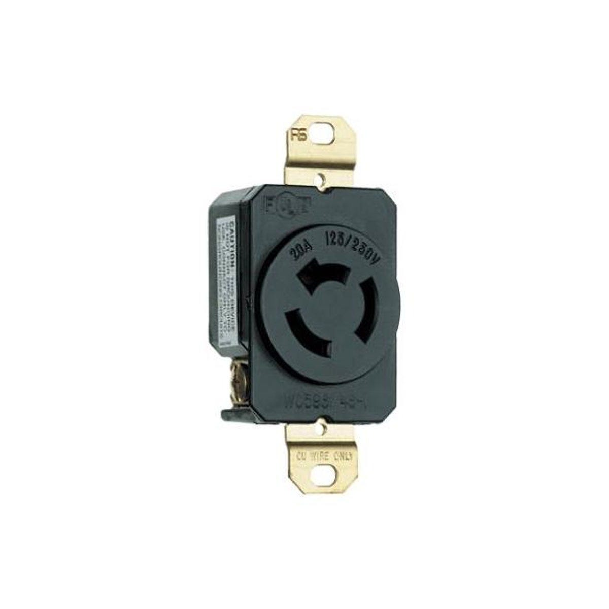 Legrand Pass & Seymour 125/250V 20A Black Locking Outlet