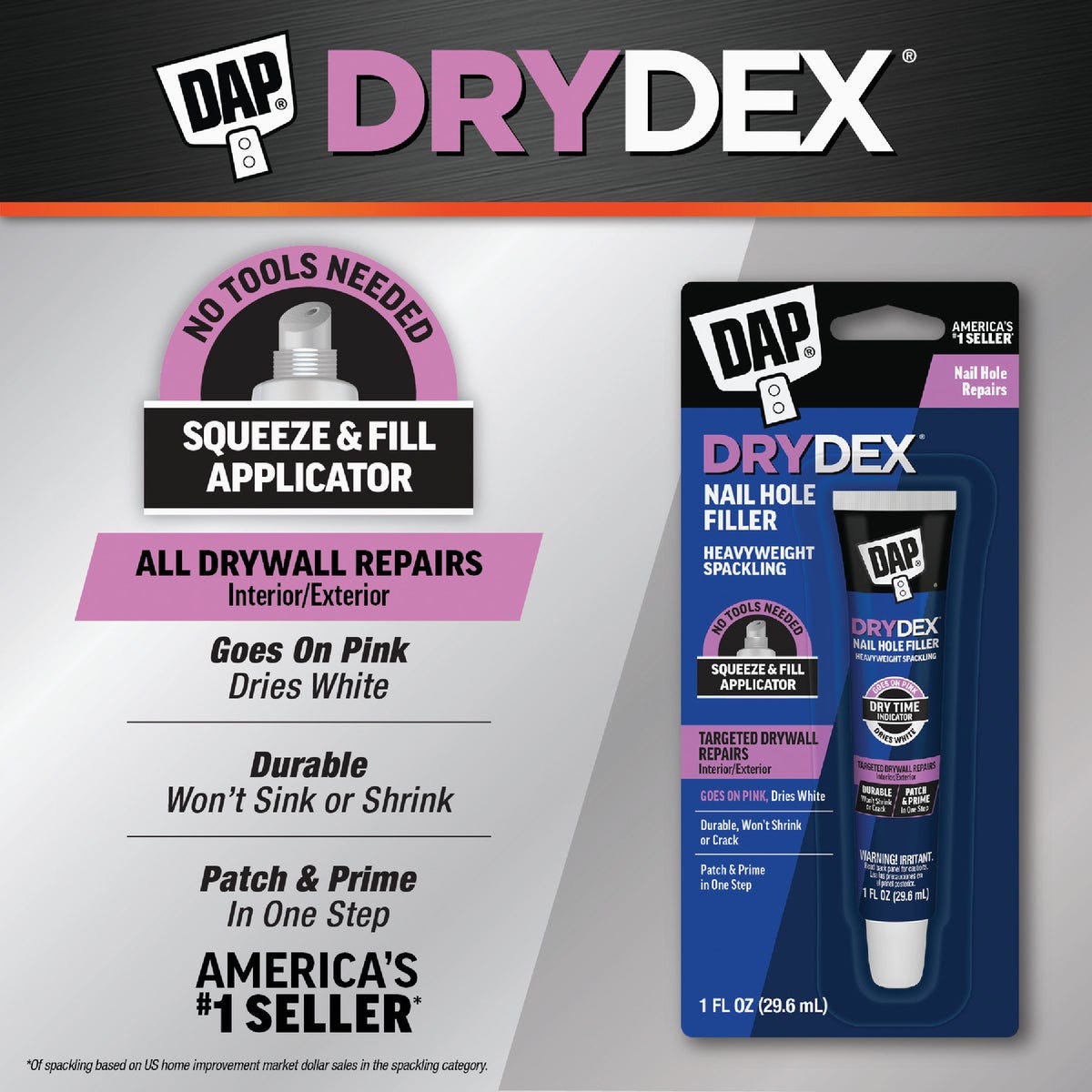 DAP DryDex 1 Oz. Nail Hole Filler Heavyweight Spackling - photo 4 DAP DryDex 1 Oz. Nail Hole Filler Heavyweight Spackling - photo 4