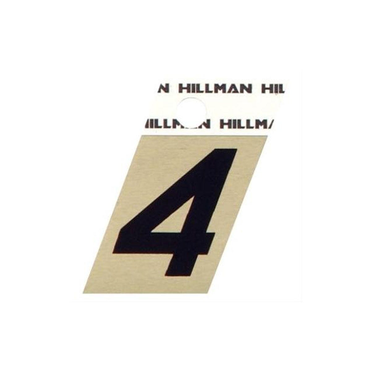 Hillman 1-1/2 In. Aluminum Black & Gold Adhesive Angle-Cut Number, 4 Hillman 1-1/2 In. Aluminum Black & Gold Adhesive Angle-Cut Number, 4