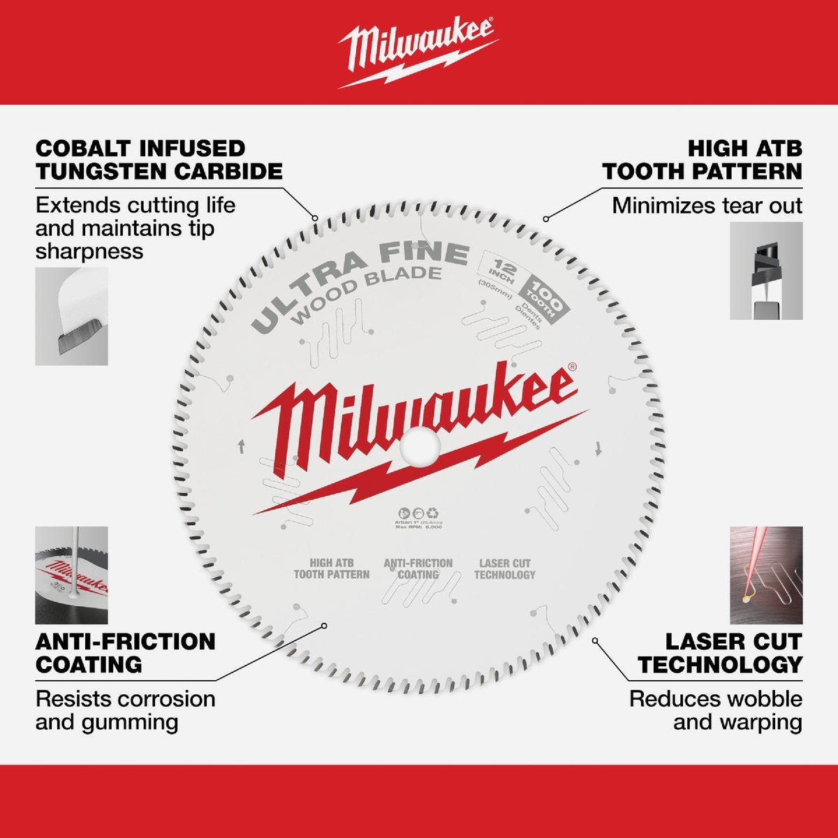 Milwaukee 12 In. 100-Tooth Ultra Fine Finish Circular Saw Blade - photo 3