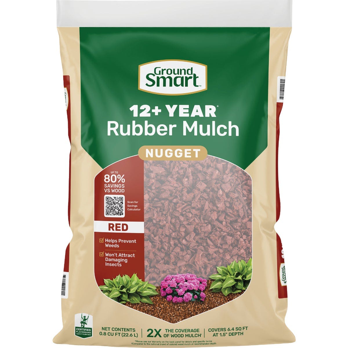GroundSmart 0.8 Cu. Ft. Red Recycled Nugget Rubber Mulch GroundSmart 0.8 Cu. Ft. Red Recycled Nugget Rubber Mulch
