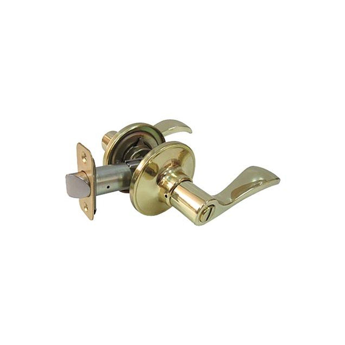 TruGuard Polished Brass Reversible Naples Privacy Lever Lockset | True ...