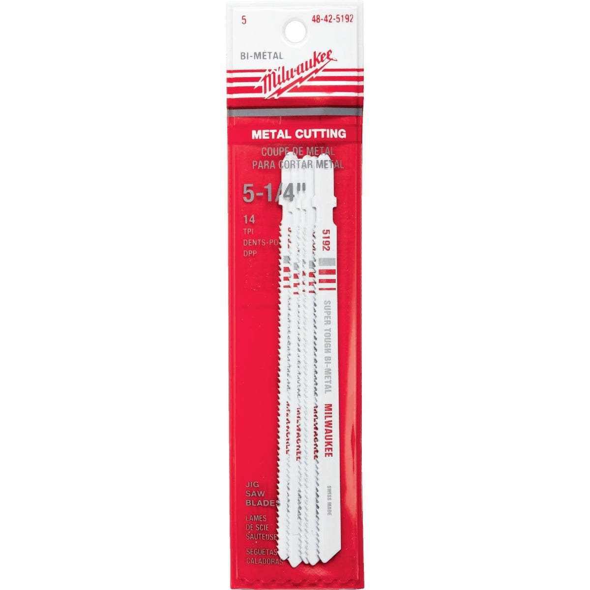 Milwaukee 5-1/4 In. x 14 TPI T-Shank Bi-Metal Jig Saw Blade for Metal (5-Pack) - photo 2 Milwaukee 5-1/4 In. x 14 TPI T-Shank Bi-Metal Jig Saw Blade for Metal (5-Pack) - photo 2