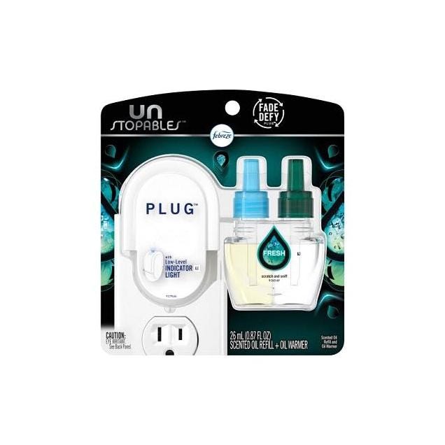 Febreze Plug Unstopables Fresh Scent Odor-Eliminating Air Freshener Starter Kit & Refill