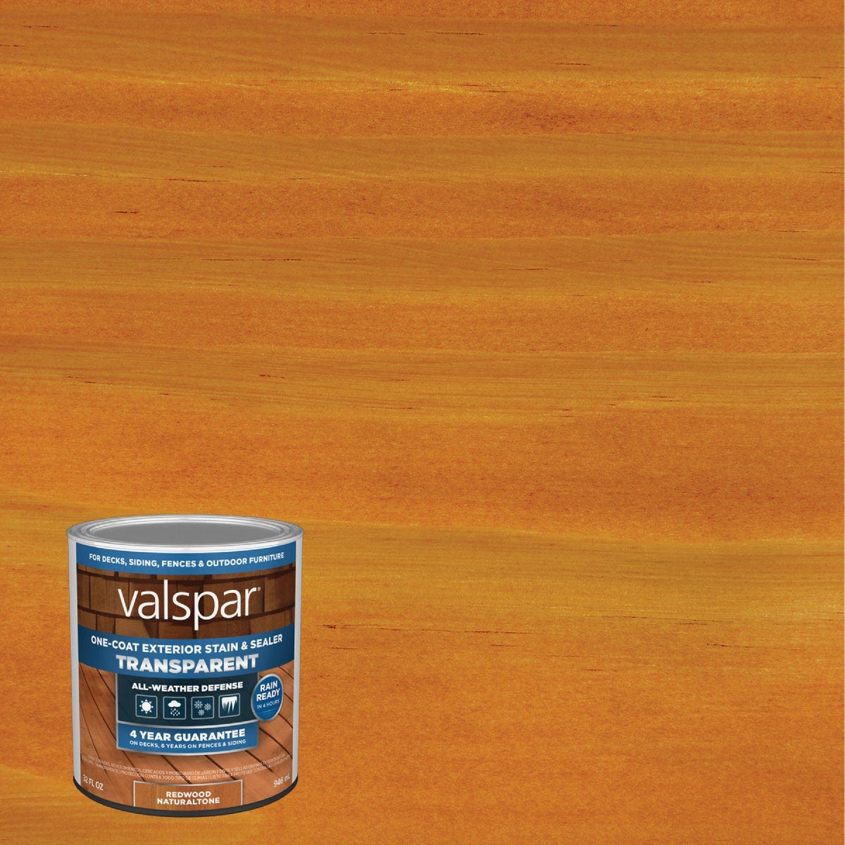 Valspar Transparent Deck Stain, Redwood Natural Tone, 1 Qt. - photo 7