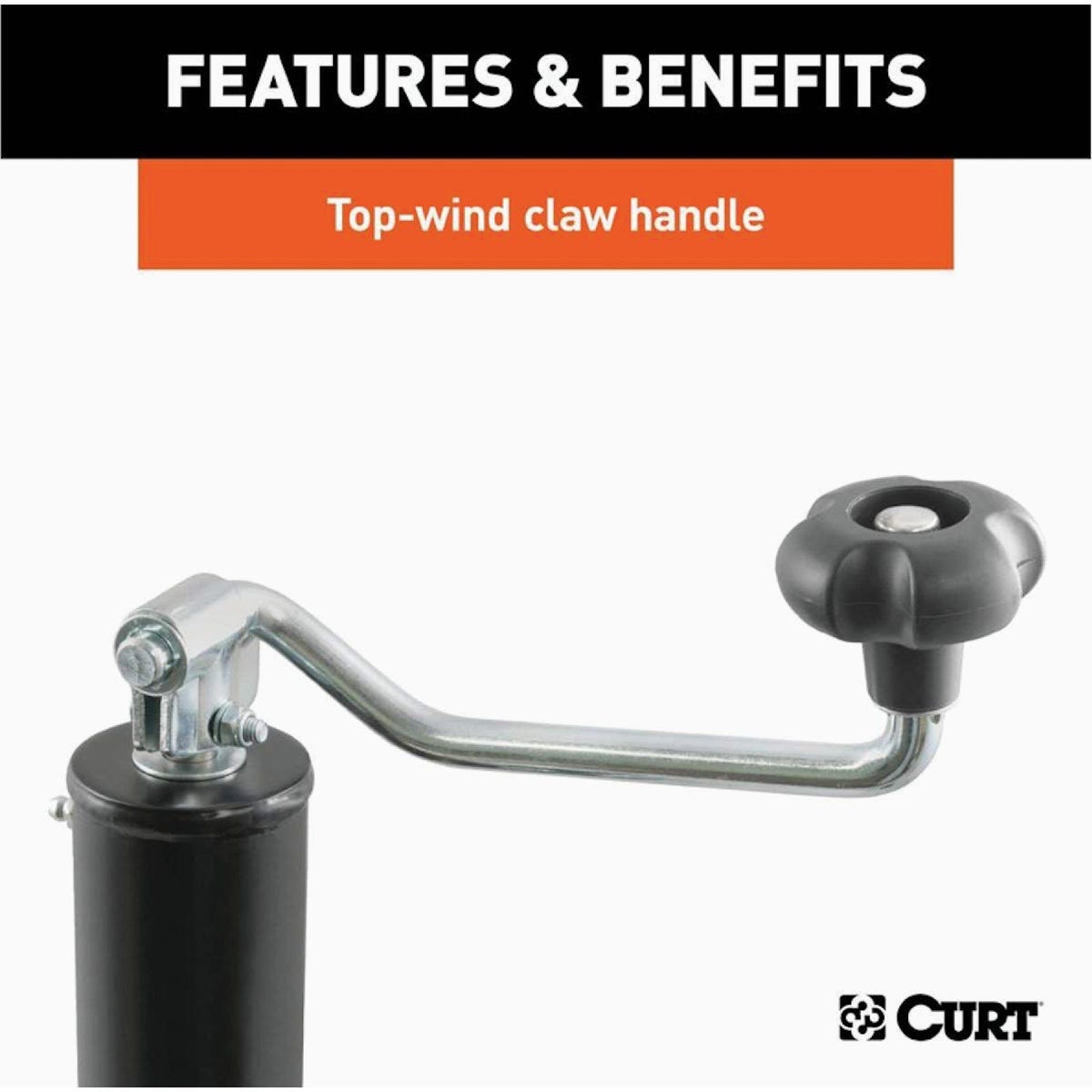 Curt 2000 Lb. Pipe-Mount Swivel Jack With Top Handle, 15 In. Travel - photo 5