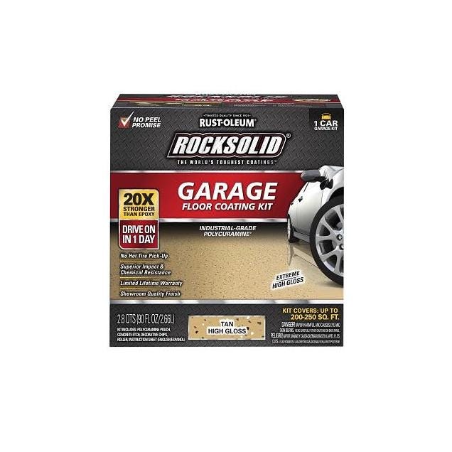 Rust-Oleum Rocksolid Garage Floor Coating Kit, 76 Oz., High Gloss Tan