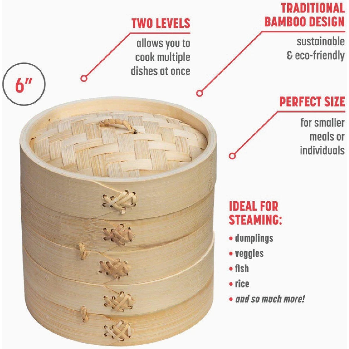 Joyce Chen 2-Tier 6 In. Bamboo Steamer Baskets - photo 7 Joyce Chen 2-Tier 6 In. Bamboo Steamer Baskets - photo 7