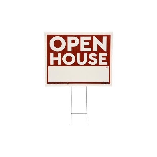 Hillman 20 In. x 24 In. Red & White Open House Sign with Frame