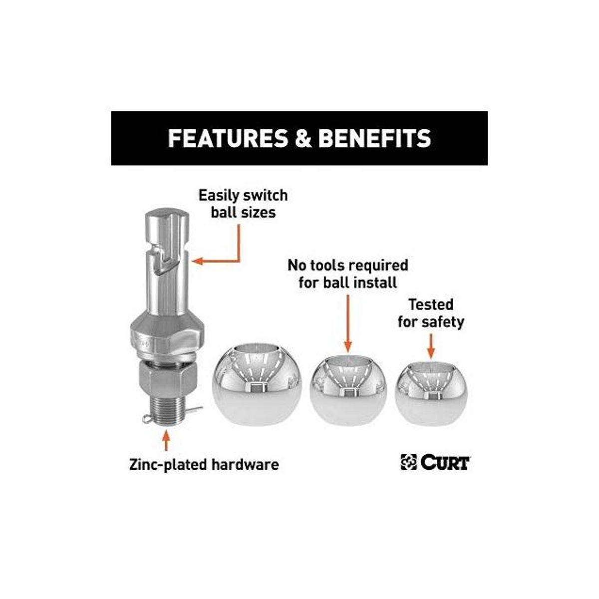 CURT 3-Piece Chrome Steel Switch Ball Set, 8,000 Lb. Load - photo 3 CURT 3-Piece Chrome Steel Switch Ball Set, 8,000 Lb. Load - photo 3