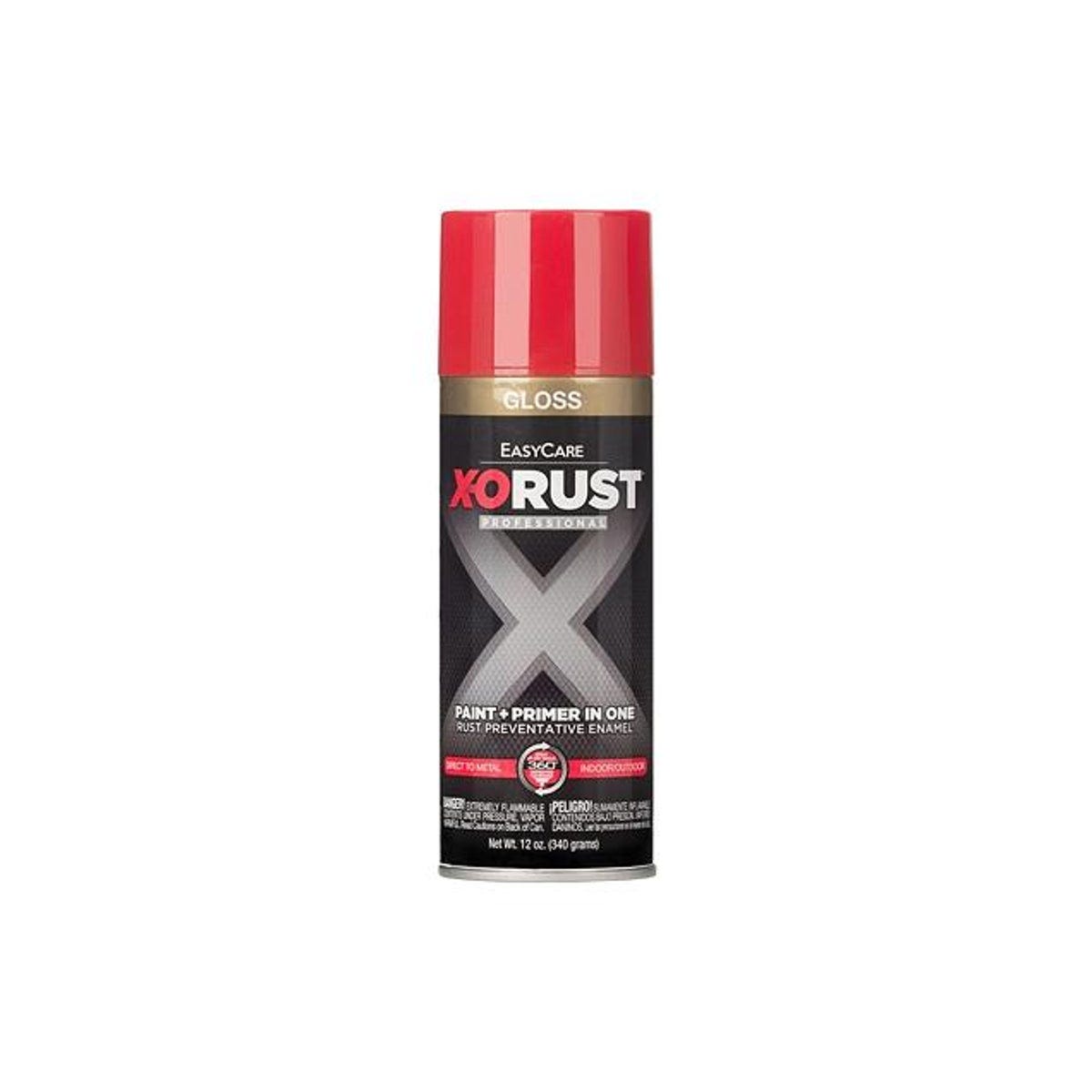 EasyCare X-O Rust 12 oz. Anti-Rust Enamel Spray Paint & Primer, Hot Red Gloss