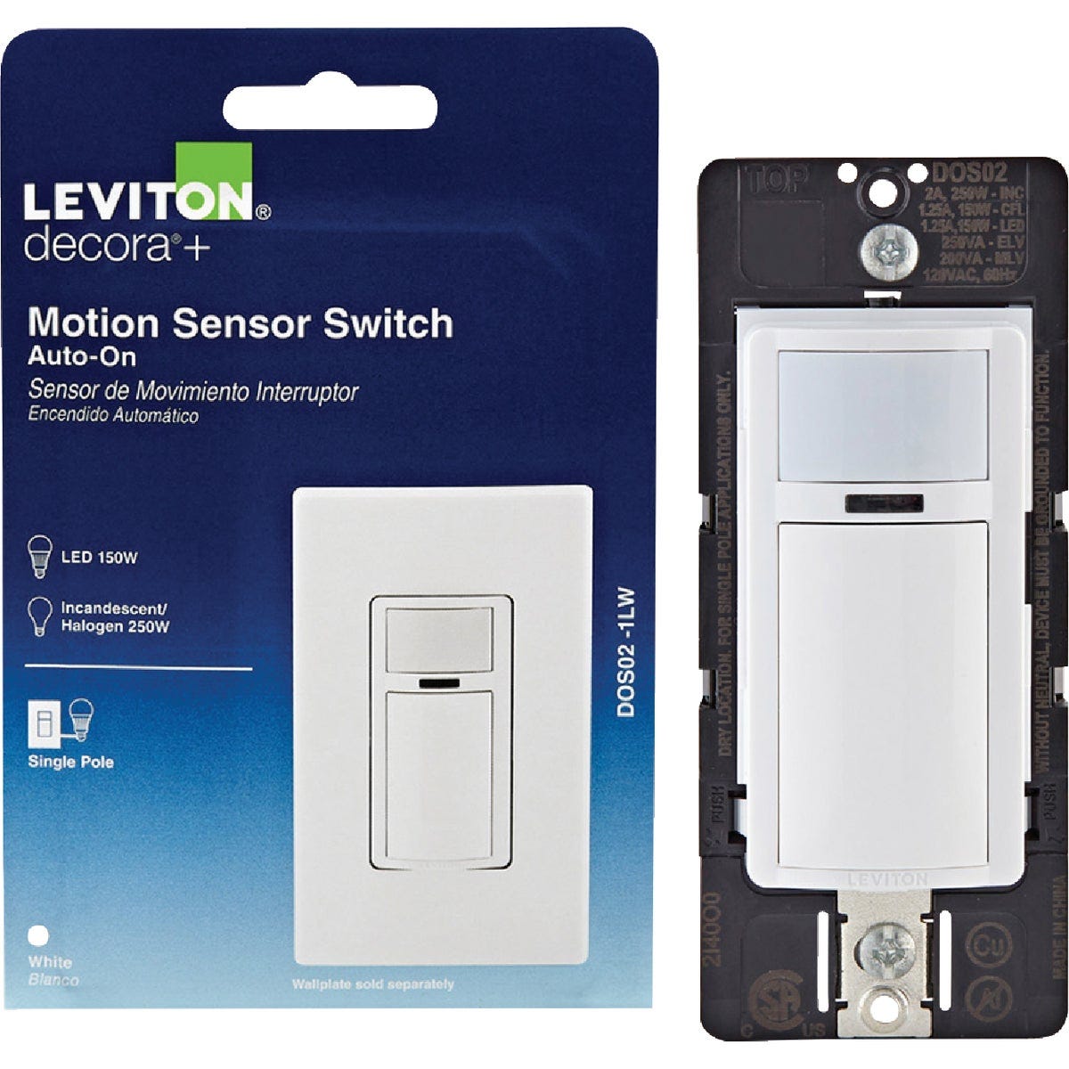 Leviton Decora White 900 Sq. Ft. Coverage 180 Deg Detection Occupancy Motion Sensor Switch