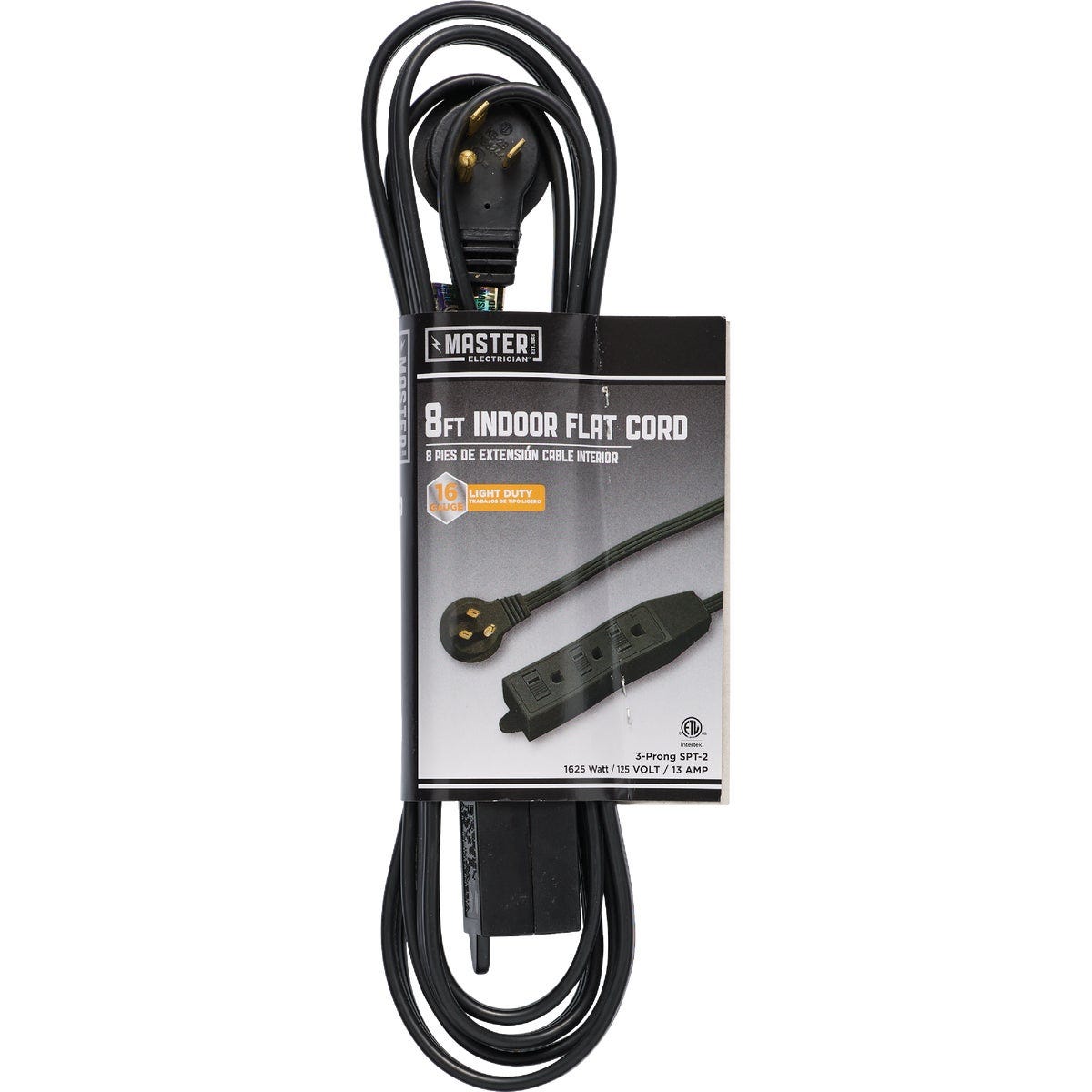 Master Electrician 8 Ft. 16/3 Flat Plug Black Extension Cord